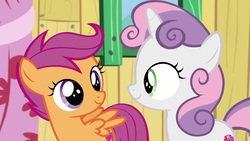 Size: 1920x1080 | Tagged: safe, screencap, scootaloo, sweetie belle, pony, g4, the last crusade