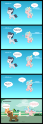 Size: 1550x4382 | Tagged: safe, artist:lunaticdawn, button mash, cozy glow, rumble, earth pony, pegasus, pony, g4, ^^, abuse, beanie, buttonbuse, chase, colt, comic, cozy glow is not amused, crush, dialogue, eyes closed, female, filly, foal, gritted teeth, hat, heart, killing intent, knife, lidded eyes, male, ship:rumbleglow, sky, stalker, straight, teeth, text, yandere, yandereglow