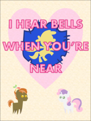Size: 578x770 | Tagged: safe, artist:bronybyexception, button mash, sweetie belle, pony, g4, card, coat of arms, female, male, palindrome get, pointy ponies, ship:sweetiemash, shipping, straight