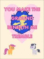 Size: 578x770 | Tagged: safe, artist:bronybyexception, rumble, scootaloo, pony, g4, card, female, male, ship:rumbloo, shipping, straight