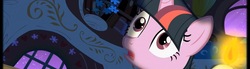 Size: 1237x339 | Tagged: safe, twilight sparkle, pony, unicorn, g4, owl's well that ends well, bed, candle, female, golden oaks library, night, shocked, solo, unicorn twilight