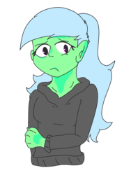 Size: 769x1024 | Tagged: safe, artist:artisticfangirl7, oc, oc only, oc:green heart, equestria girls, g4, bust, female, shy, solo, vitiligo