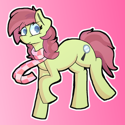 Size: 1024x1024 | Tagged: safe, artist:retro_hearts, oc, oc only, oc:prancy drew, earth pony, pony, clothes, female, gradient background, looking at you, mare, scarf, smiling, solo