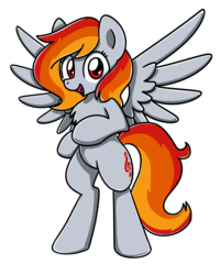 Size: 2048x2560 | Tagged: safe, artist:sugar morning, oc, oc only, oc:tridashie, pegasus, pony, bipedal, chest fluff, commission, female, high res, looking at you, mare, simple background, solo, standing, transparent background