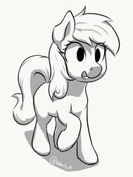 Size: 1511x1995 | Tagged: safe, artist:solarbutt, earth pony, pony, female, grayscale, mare, monochrome, open mouth, solo