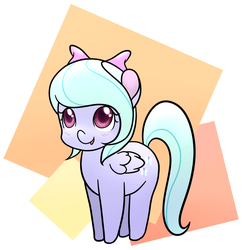 Size: 960x993 | Tagged: safe, artist:marikaefer, flitter, pegasus, pony, ask flitter and cloudchaser, g4, abstract background, blushing, bow, chibi, colored pupils, cute, female, flitterbetes, hair bow, looking up, mare, open mouth, smiling, solo