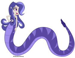 Size: 3000x2320 | Tagged: dead source, safe, artist:wubcakeva, oc, oc only, oc:euryale, lamia, original species, equestria girls, g4, bare shoulders, clothes, fangs, female, high res, open mouth, sharp teeth, simple background, sleeveless, solo, teeth, transparent background