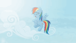 Size: 640x360 | Tagged: safe, artist:brutalweather studio, rainbow dash, pegasus, pony, ponyville's incident, g4, abuse, american football, animated, cartoon physics, circling stars, dashabuse, female, flying, gif, laughing, mare, ponies are stretchy, show accurate, solo, sports, stretchy