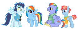 Size: 1280x479 | Tagged: safe, artist:3d4d, bow hothoof, rainbow dash, soarin', windy whistles, pegasus, pony, g4, father-in-law, female, male, mare, mother in law, parents in law, ship:soarindash, shipping, stallion, straight