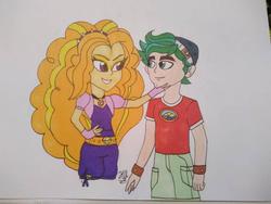 Size: 1024x768 | Tagged: safe, artist:hiroultimate, adagio dazzle, timber spruce, equestria girls, g4, disguise, disguised siren, drawing, female, male, shipping, straight, timberdazzle