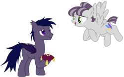 Size: 1134x704 | Tagged: safe, artist:infectedphoenix47, oc, oc:brightstar hunter, oc:virga, bat pony, pegasus, pony, my little pony: tails of equestria, bat pony oc, female, male, mare, marriage proposal, pegasus oc, ring, stallion, vector, wedding ring