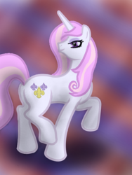 Size: 805x1073 | Tagged: safe, artist:ladyjessien, fleur-de-lis, pony, unicorn, g4, abstract background, female, raised hoof, solo
