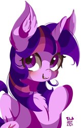 Size: 1222x1922 | Tagged: safe, artist:tohupo, twilight sparkle, alicorn, pony, g4, blushing, chest fluff, cute, ear fluff, female, hooves together, looking at you, signature, simple background, smiling, solo, twiabetes, twilight sparkle (alicorn), white background