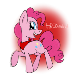 Size: 400x400 | Tagged: safe, artist:spiderfingers15, pinkie pie, earth pony, pony, g4, female, hashtag, headcanon, simple background, solo, text, transparent background