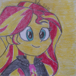 Size: 2796x2803 | Tagged: safe, artist:johnmarkee1995, sunset shimmer, equestria girls, g4, female, high res, solo, traditional art