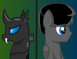 Size: 1021x782 | Tagged: safe, artist:bubbly-storm, oc, oc:turbo charger, changeling, fanfic:my little persona asterisk, changeling oc, fanfic art