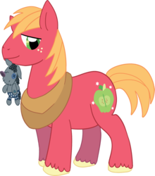 Size: 838x954 | Tagged: dead source, safe, artist:omirl, big macintosh, smarty pants, earth pony, pony, g4, cutie mark, male, mouth hold, simple background, smiling, solo, stallion, transparent background