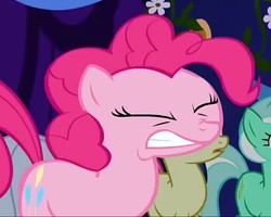 Size: 659x527 | Tagged: safe, screencap, bon bon, lyra heartstrings, pinkie pie, sweetie drops, earth pony, pony, friendship is magic, g4, cropped, eyes closed, female, mare, solo focus