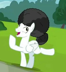 Size: 453x490 | Tagged: safe, screencap, mercury, starry eyes (character), pegasus, pony, forever filly, g4, afro, cropped, happy, male, solo, stallion