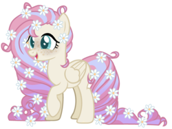 Size: 2407x1806 | Tagged: safe, artist:nightmarye, oc, oc only, pegasus, pony, female, flower, flower in hair, freckles, mare, open mouth, simple background, smiling, solo, transparent background