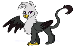 Size: 1164x733 | Tagged: safe, artist:rowdykitty, oc, oc only, oc:thunderbolt, griffon, female, simple background, solo, transparent background
