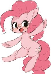 Size: 1302x1885 | Tagged: safe, artist:91o42, pinkie pie, earth pony, pony, g4, cute, diapinkes, female, looking at you, mare, open mouth, simple background, solo, white background
