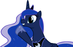 Size: 1109x720 | Tagged: safe, artist:cubonator, princess luna, alicorn, pony, g4, luna eclipsed, season 2, crown, cute, ethereal mane, female, hnnng, hoof shoes, jewelry, lunabetes, mare, raised hoof, regalia, simple background, smiling, solo, the fun has been doubled, transparent background, vector