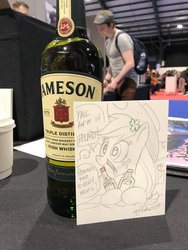 Size: 1536x2048 | Tagged: safe, artist:andypriceart, applejack, earth pony, human, pony, g4, alcohol, clover, cowboy hat, female, four leaf clover, hat, hoof hold, irl, mare, pencil drawing, photo, solo, traditional art, whiskey