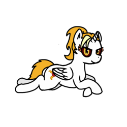Size: 1000x1000 | Tagged: safe, alternate version, artist:skelmach, part of a set, oc, oc only, oc:dyx, alicorn, pony, alicorn oc, black sclera, crossed hooves, looking at you, prone, simple background, solo, white background