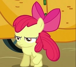 Size: 481x423 | Tagged: safe, screencap, apple bloom, earth pony, pony, g4, one bad apple, cropped, dank, female, solo