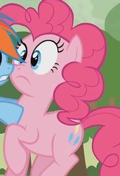 Size: 427x624 | Tagged: safe, screencap, pinkie pie, rainbow dash, pony, g4, the return of harmony, boop, cropped, cute, duo, noseboop, solo focus