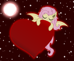 Size: 3600x3000 | Tagged: safe, artist:godoffury, fluttershy, bat pony, pony, g4, .svg available, bat ponified, female, flutterbat, heart, hearts and hooves day, holiday, night, race swap, solo, valentine's day, vector