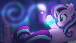 Size: 5760x3240 | Tagged: safe, artist:nevaylin, artist:sol-r, starlight glimmer, pony, unicorn, g4, student counsel, bracelet, female, heart, jewelry, mare, solo