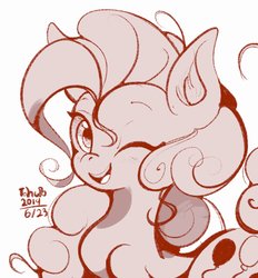 Size: 1352x1457 | Tagged: safe, artist:tohupo, pinkie pie, earth pony, pony, g4, female, mare, monochrome, one eye closed, solo, wink