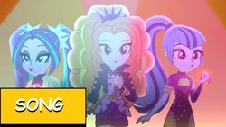 Size: 1280x720 | Tagged: safe, adagio dazzle, aria blaze, sonata dusk, equestria girls, find the magic, g4, my little pony equestria girls: better together, the dazzlings, the dazzlings have returned, youtube thumbnail
