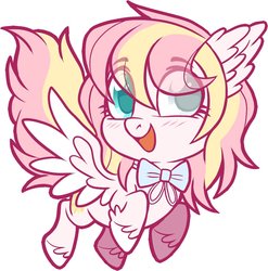 Size: 947x958 | Tagged: safe, artist:centchi, oc, oc:ninny, pegasus, pony, chibi, cute, female, flying, looking at you, pastel