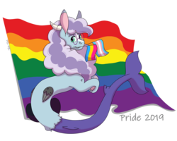 Size: 1280x1024 | Tagged: safe, artist:itstechtock, oc, oc only, oc:tech tock, draconequus, gay pride flag, glasses, male, mouth hold, pansexual, pansexual pride flag, pride, pride flag, solo, transgender, transgender pride flag