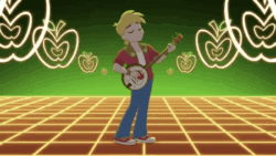 Size: 450x253 | Tagged: safe, screencap, big macintosh, equestria girls, g4, my little pony equestria girls: choose your own ending, the last drop, the last drop: big macintosh, animated, banjo, converse, cute, handsome, macabetes, male, musical instrument, shoes, vaporwave