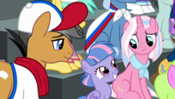 Size: 1920x1080 | Tagged: safe, screencap, clear sky, quibble pants, wind sprint, earth pony, pegasus, pony, unicorn, common ground, g4, female, filly, foal, grin, male, mare, neckerchief, smiling, stallion