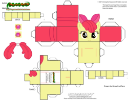 Size: 2979x2354 | Tagged: safe, artist:grapefruitface1, part of a set, apple bloom, pony, g4, craft, cubeecraft, female, high res, papercraft, printable, template