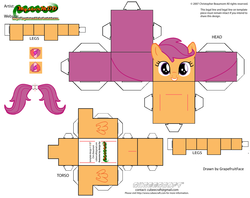 Size: 2979x2354 | Tagged: safe, artist:grapefruitface1, part of a set, scootaloo, pony, g4, craft, cubeecraft, female, high res, papercraft, printable, template