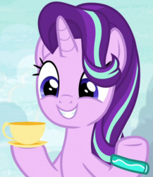 Size: 384x442 | Tagged: safe, screencap, starlight glimmer, pony, unicorn, g4, student counsel, bracelet, cropped, cup, female, jewelry, mare, solo, teacup