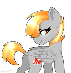 Size: 1930x2000 | Tagged: safe, artist:wingcut, derpibooru exclusive, oc, oc only, oc:paperbow, pegasus, pony, dock, looking back