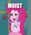 Size: 480x530 | Tagged: safe, artist:annon, edit, edited screencap, screencap, pinkie pie, equestria girls, g4, my little pony equestria girls: better together, super squad goals, bedroom eyes, belly button, big lips, bimbo, bimbo edit, bimbo pie, blushing, bracelet, caption, cropped, eyeshadow, female, floating heart, headband, heart, hooped earrings, impact font, jewelry, long nails, makeup, midriff, show style adventure, solo