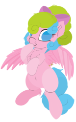 Size: 1180x1900 | Tagged: safe, artist:rhythmpixel, oc, oc only, oc:lolly cups, pegasus, pony, belly, belly button, bow, chest fluff, female, flying, looking at you, mare, simple background, transparent background, wings