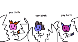 Size: 1366x751 | Tagged: safe, artist:round trip, dragon, round trip's mlp season 9 in a nutshell, sweet and smoky, baby, baby dragon, stylistic suck, trio, wat