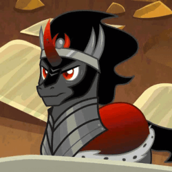 Size: 640x640 | Tagged: safe, edit, edited screencap, screencap, king sombra, pony, unicorn, g4, season 9, the beginning of the end, animated, blinking, cropped, cute, evil lair, gif, grogar's lair, lair, male, solo, sombradorable, stallion
