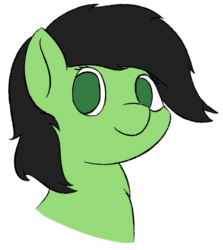 Size: 694x778 | Tagged: safe, artist:prncsk, oc, oc only, oc:filly anon, earth pony, pony, animated, bust, chest fluff, eyes closed, female, filly, foal, frame by frame, gif, open mouth, simple background, smiling, solo, transparent background