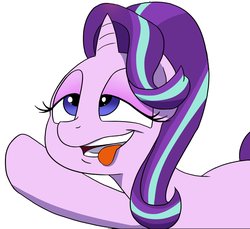 Size: 2023x1856 | Tagged: safe, artist:doublewbrothers, edit, starlight glimmer, pony, unicorn, g4, female, lidded eyes, solo, tongue out