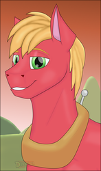 Size: 4282x7263 | Tagged: safe, artist:discbreaker100, big macintosh, earth pony, pony, g4, bust, looking at you, male, smiling, solo, stallion